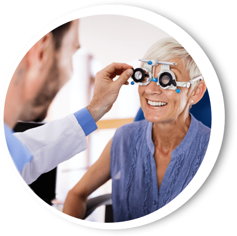 A older woman getting her eyes checked.