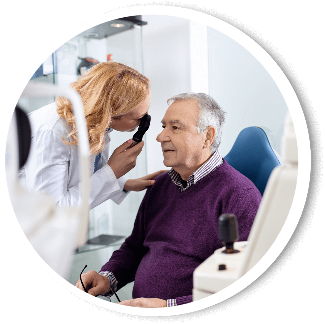 Older man getting his eye checked