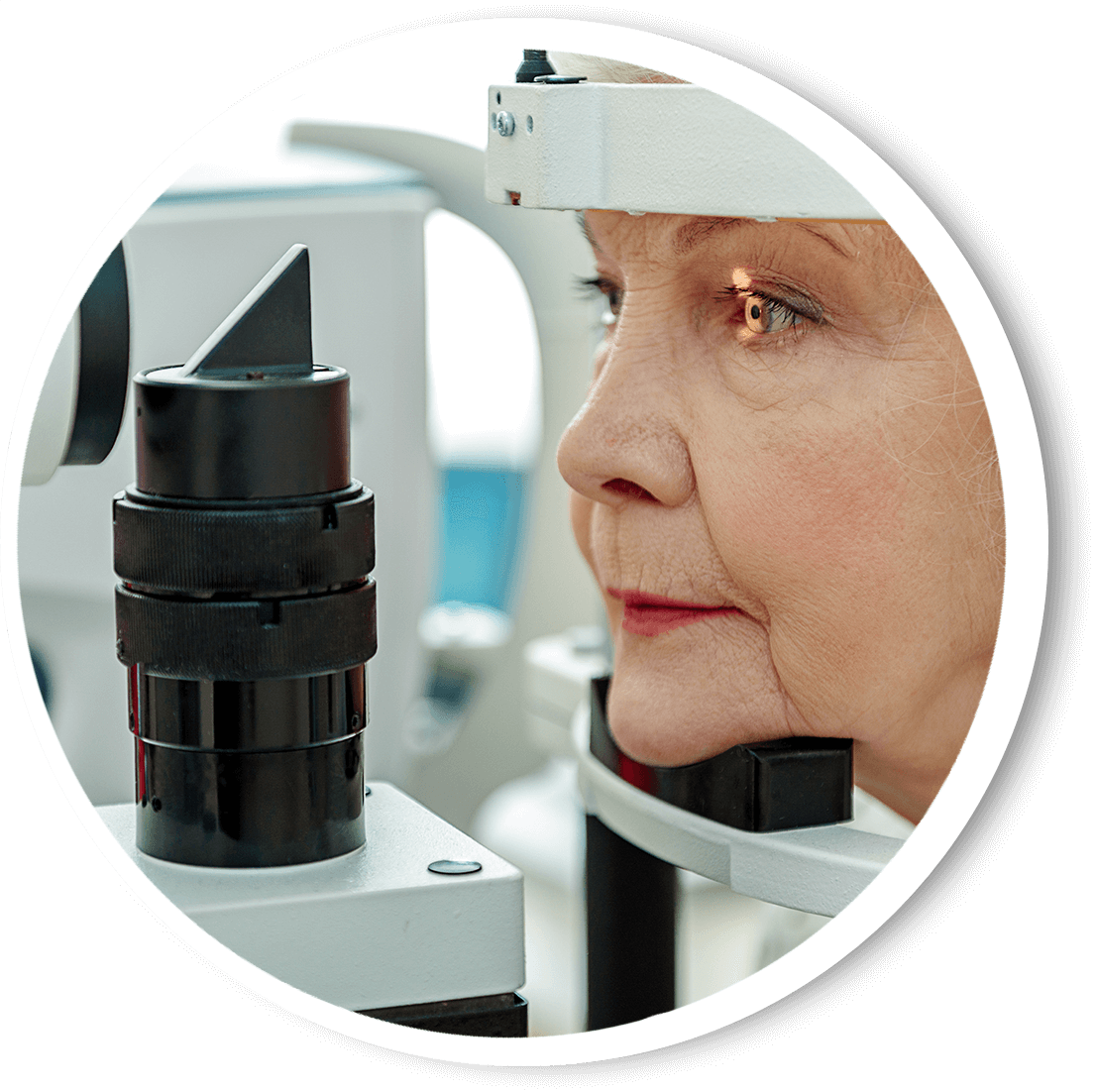 Older woman getting an eye exam