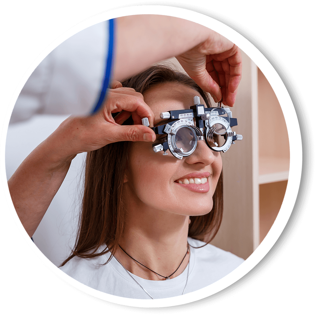 Woman getting an eye exam