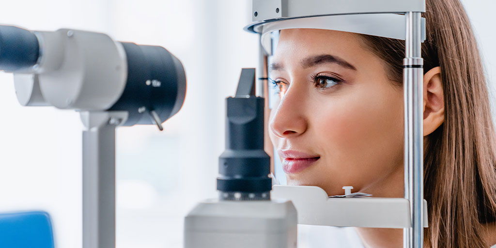 Woman getting eyes checked